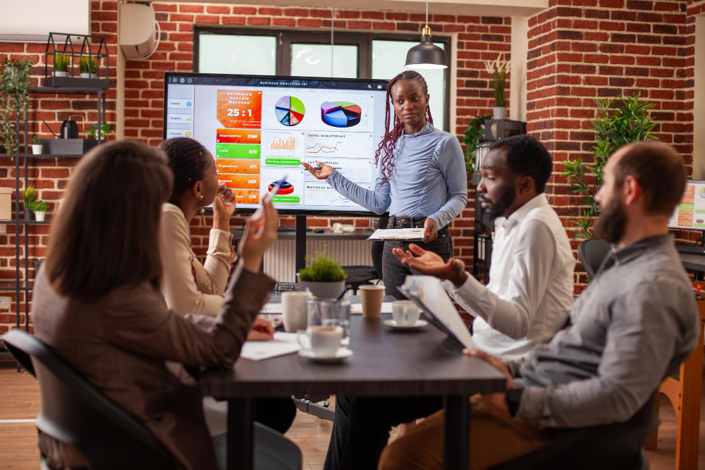 Business owners discussing joint investment growth